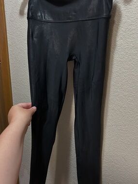 SPANX Black Faux-Leather High-Waist Leggings